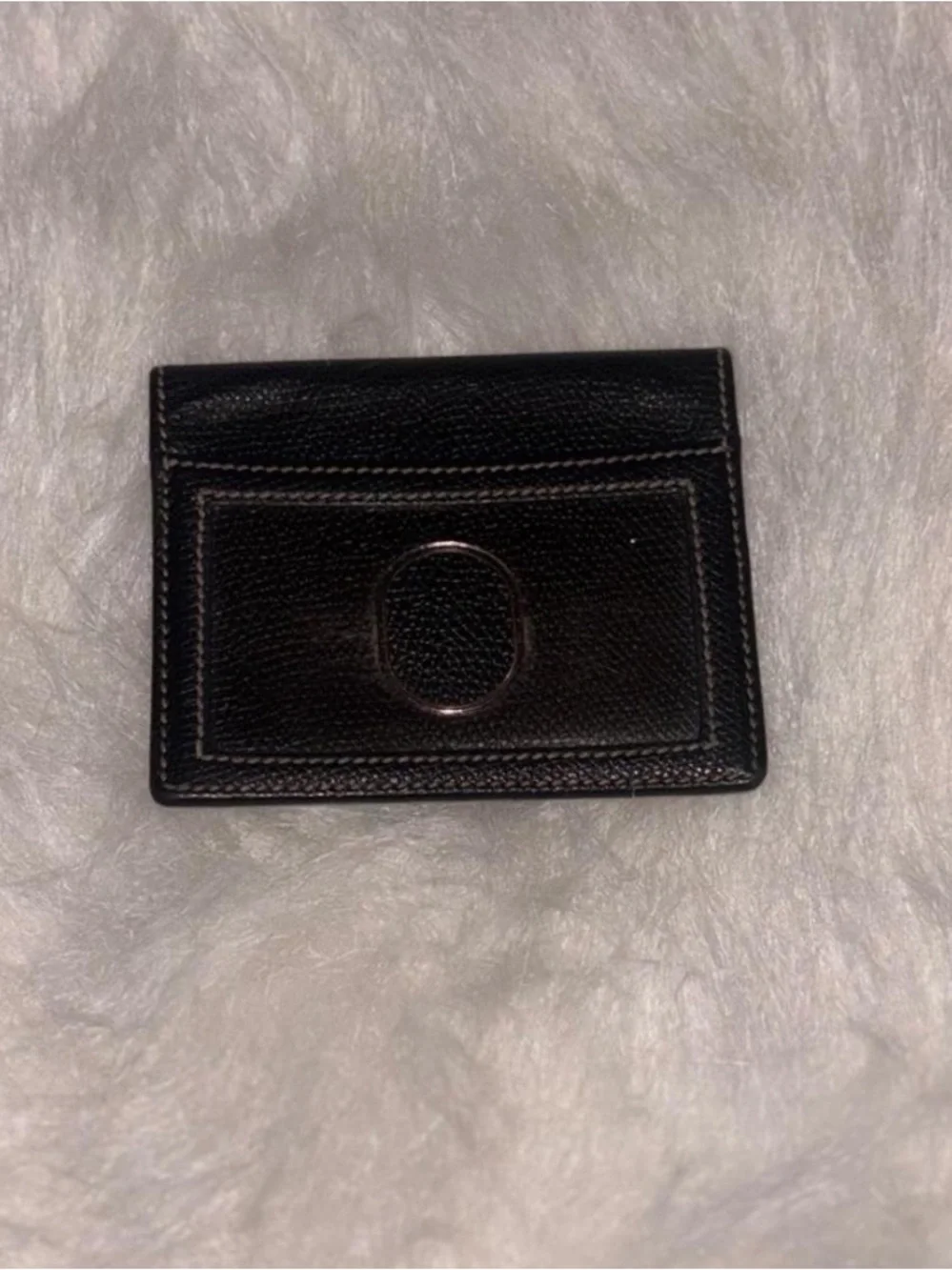 Black grained Loewe compact wallet